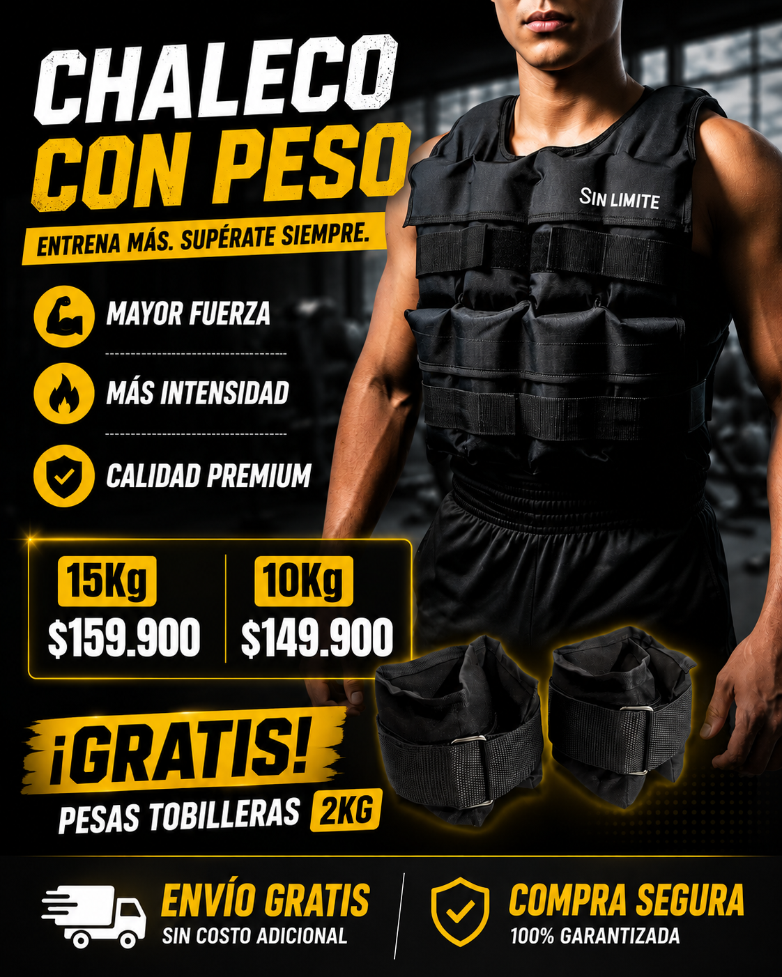 OFERTA CHALECO CON PESO GRADUABLE💪